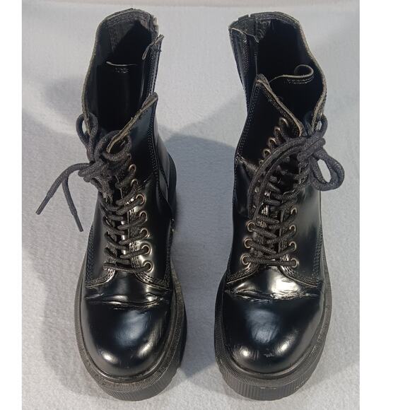Jeffrey Campbell LaceUp Combat Boots Chunky Platform, Black Leather, Women’s 8.5 - Picture 1 of 6